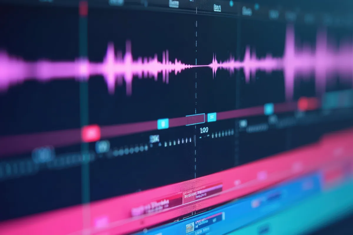 Editing software showing audio wavelengths.