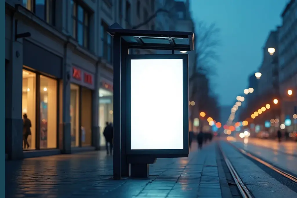 Dooh billboard on city street.