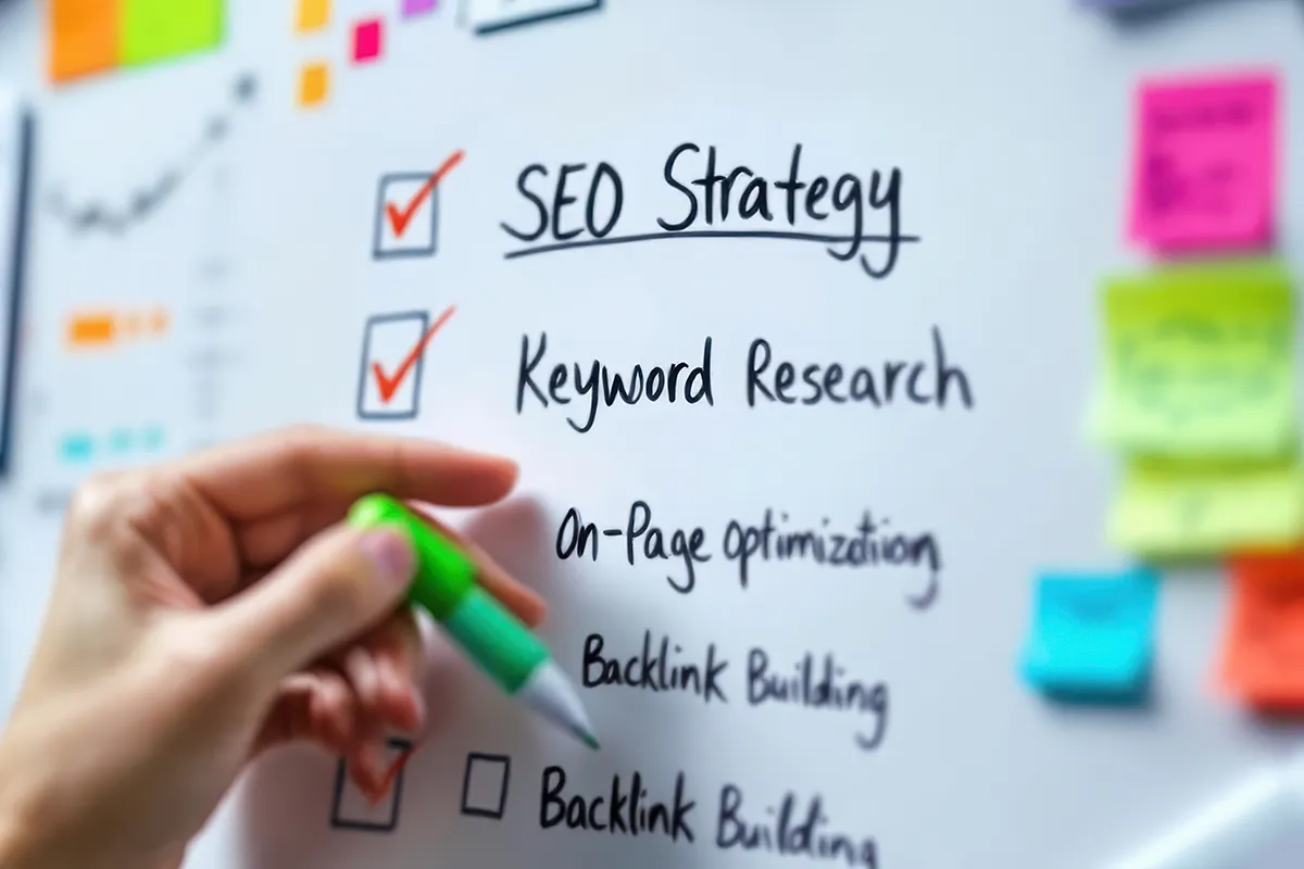 SEO strategy on whiteboard