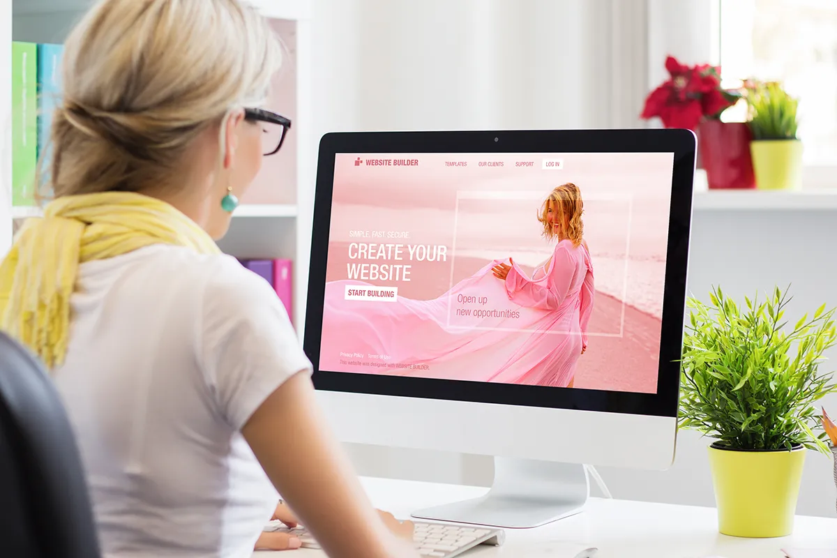 Woman working on a website.